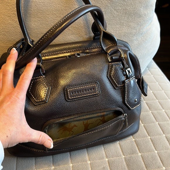 Longchamp Chocolate Brown Pebbled Leather Satchel - Picture 2 of 8